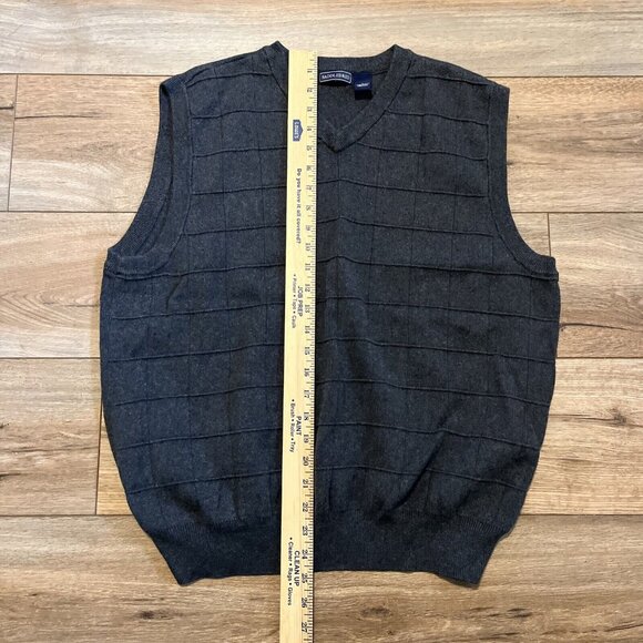 Men's Saddlebred Knit Sweater Vest LARGE Dark Gray Square Block Pattern Classic - Picture 7 of 7